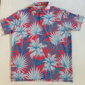 Scales Golf Polo Shirt Tropical Palm Shirt‎ Red/Blue Palm Design Mens XL
